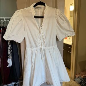 En Saison White Puff Sleeve Dress